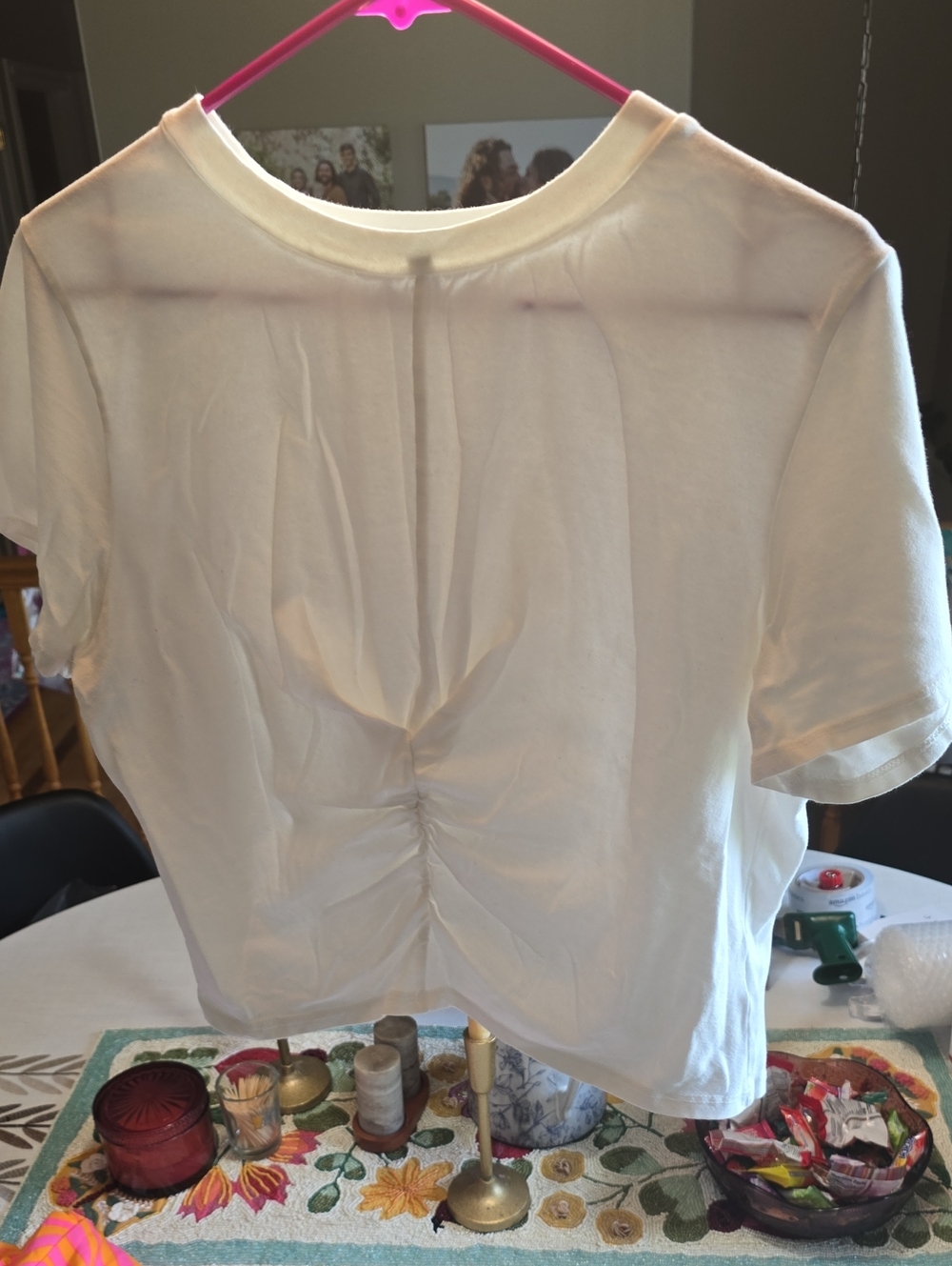 Lulu's White Short-Sleeve Tee with Back Ruched Detail